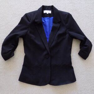 womens daniel rainn ruched 3/4 sleeves black blazer